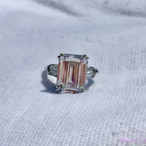 JTV Engagement Ring - CZ - Rhodium Plated - Sz 5.5